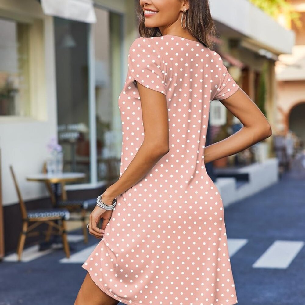 Women's Floral Sundress A-Line Casual Short Sleeve Pockets Summer Dress - Picture 5 of 5